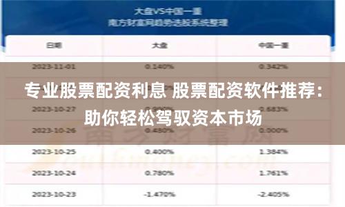 专业股票配资利息 股票配资软件推荐：助你轻松驾驭资本市场